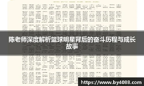 陈老师深度解析篮球明星背后的奋斗历程与成长故事