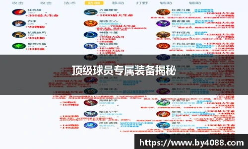 顶级球员专属装备揭秘