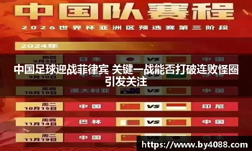 中国足球迎战菲律宾 关键一战能否打破连败怪圈引发关注